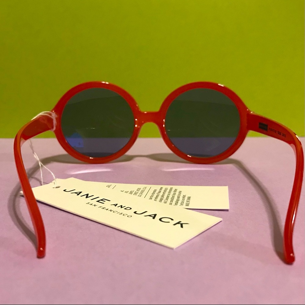 New Janie and Jack Sunglasses size 2-4 years, block 100%UVB &100%UVA. Red, round - Picture 2 of 5